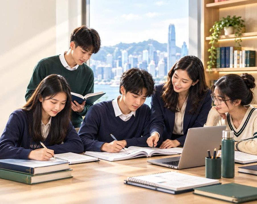 香港国际学校学生在导师支持下进行 IGCSE 及 GCSE 学习和考试准备。